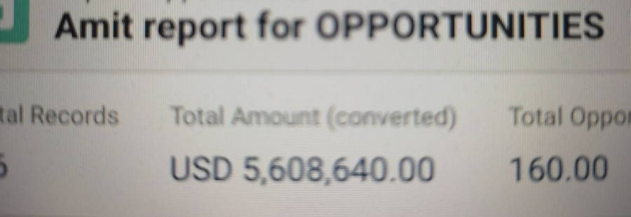 Salesforce opportunities report — USD 5.6M in pipeline